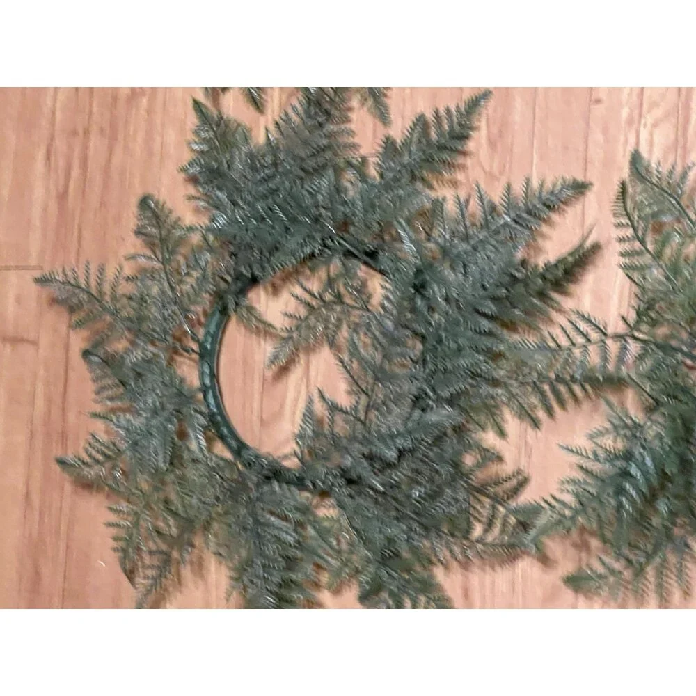 Vintage Plastic Fern Foliage Candle Rings Set of 4 Artificial Greenery